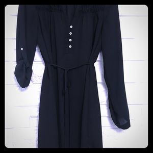 Black shirt dress semi sheer lined